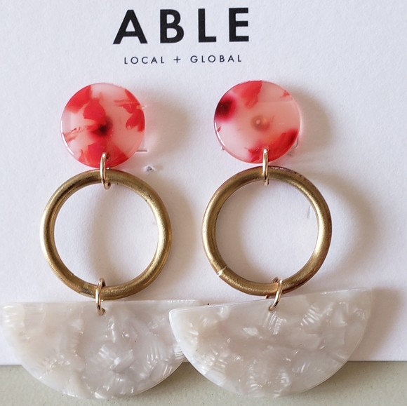 Able Jewelry - NEW- Marina Earrings Rose/ Pearl